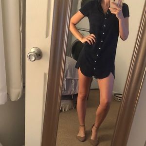 Cute soft navy blue button up dress